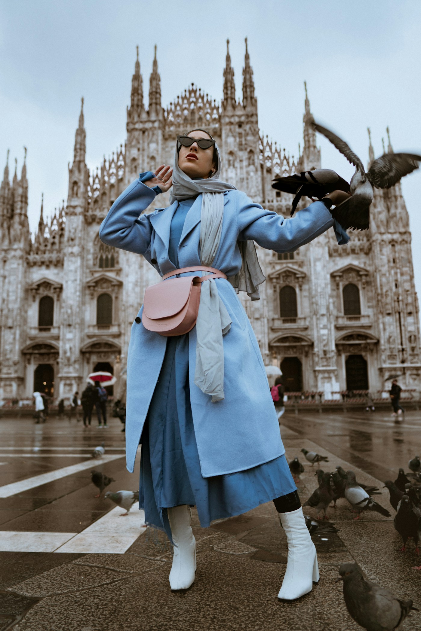 Contemporary fashion editorial in a city setting