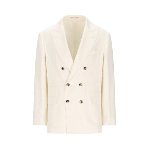 Brunello Cucinelli Silk and Linen Jacket — Off White