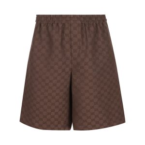 Gucci Linen Blend Shorts — Brown