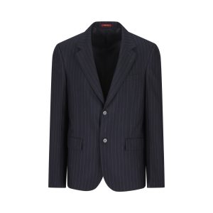 Gucci Pinstripe Wool Jacket — Blue/Grey