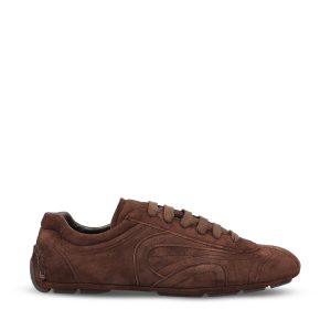 Prada Lambskin Leather Sneakers — Dark Brown