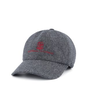 Brunello Cucinelli Virgin Wool Flannel Baseball Cap — Grey