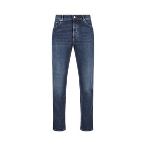 Brunello Cucinelli Cotton Trousers — Blue