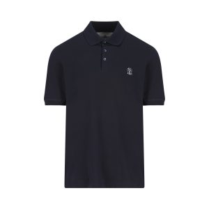 Brunello Cucinelli Cotton Polo Shirt — Navy/Grey