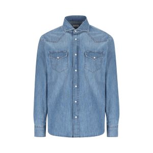 Brunello Cucinelli Cotton Shirt — Light Blue