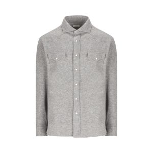 Brunello Cucinelli Cashmere Blend Shirt — Grey