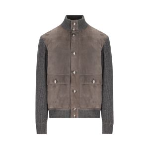 Brunello Cucinelli Leather Jacket — Grey