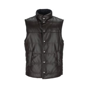 Brunello Cucinelli Reversible Leather Gilet — Brown