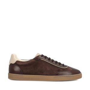 Brunello Cucinelli Calfskin Leather Sneakers — Brown