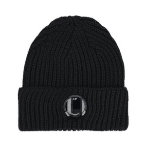 C.P. Company Ribbed Wool Beanie with Lens