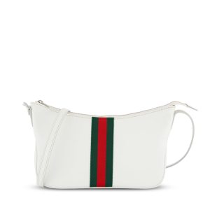 Gucci Small Gucci Lunetta Leather Shoulder Bag — White