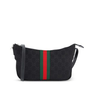 Gucci Small Gucci Lunetta GG Fabric Shoulder Bag — Black