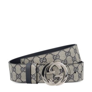 Gucci Fabric and Leather Belt — Blue