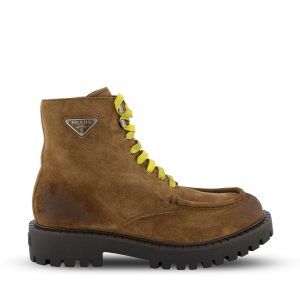 Prada Suede Ankle Boots — Brown