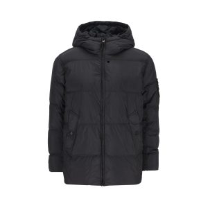 Stone Island Lightweight Recycled Nylon Rep Hooded Down Jacket — Blue