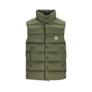 Moncler Tibb Down Gilet — Green / Front view