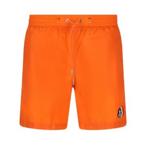 Moncler Logo Swim Shorts — Orange / Front view