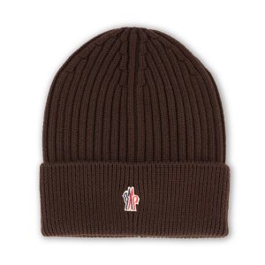 Moncler Grenoble Wool Beanie — Brown / Front view