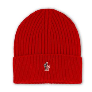 Moncler Grenoble Wool Beanie — Red / Front view