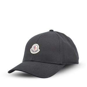 Moncler Cotton Baseball Cap — Black / Front view