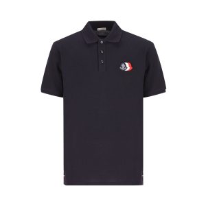 Moncler Cotton Pique Polo Shirt — Black / Front view