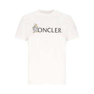 Moncler Graphic Logo Cotton T-Shirt — White / Front view