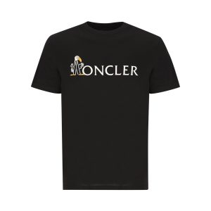 Moncler Graphic Logo Cotton T-Shirt — Black / Front view