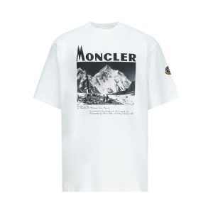 Moncler Re-Icons Graphic Cotton T-Shirt — White / Front view