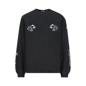 Moncler x Fragment Long-Sleeve Cotton T-Shirt — Black / Front view